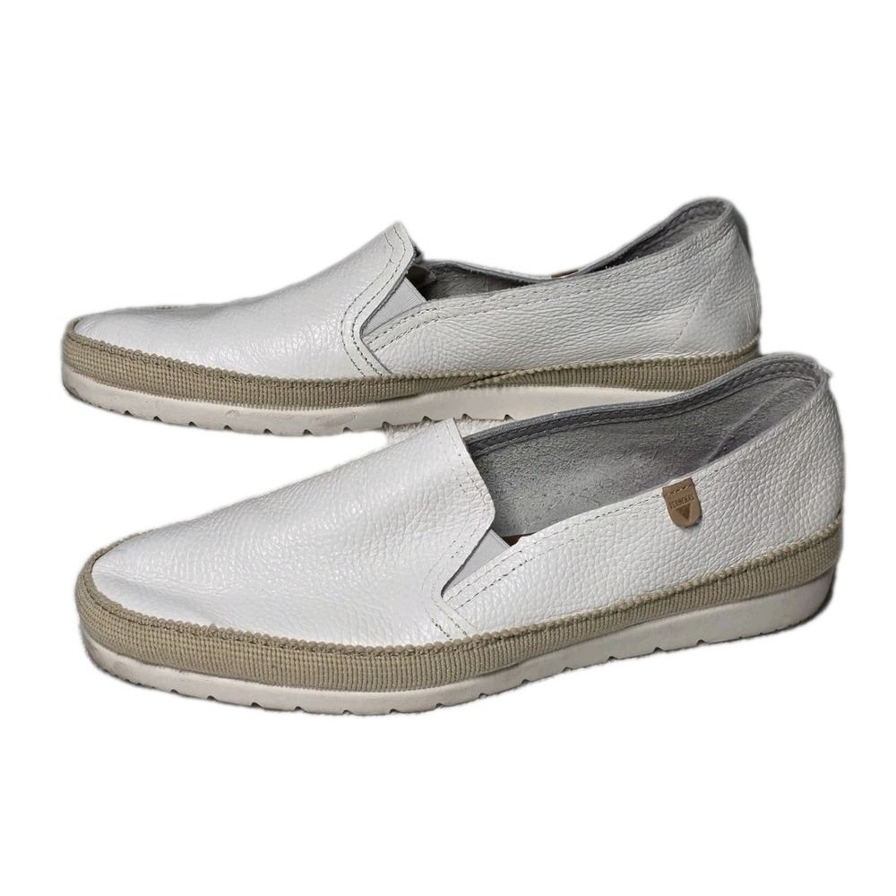 VERBENAS White Leather Shoes Ballet Flats Women's Sz 39 (US 8.5) Made in Spain